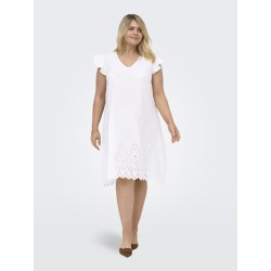 ONLY CARMAKOMA Tulum kortærmet kjole - Bright White