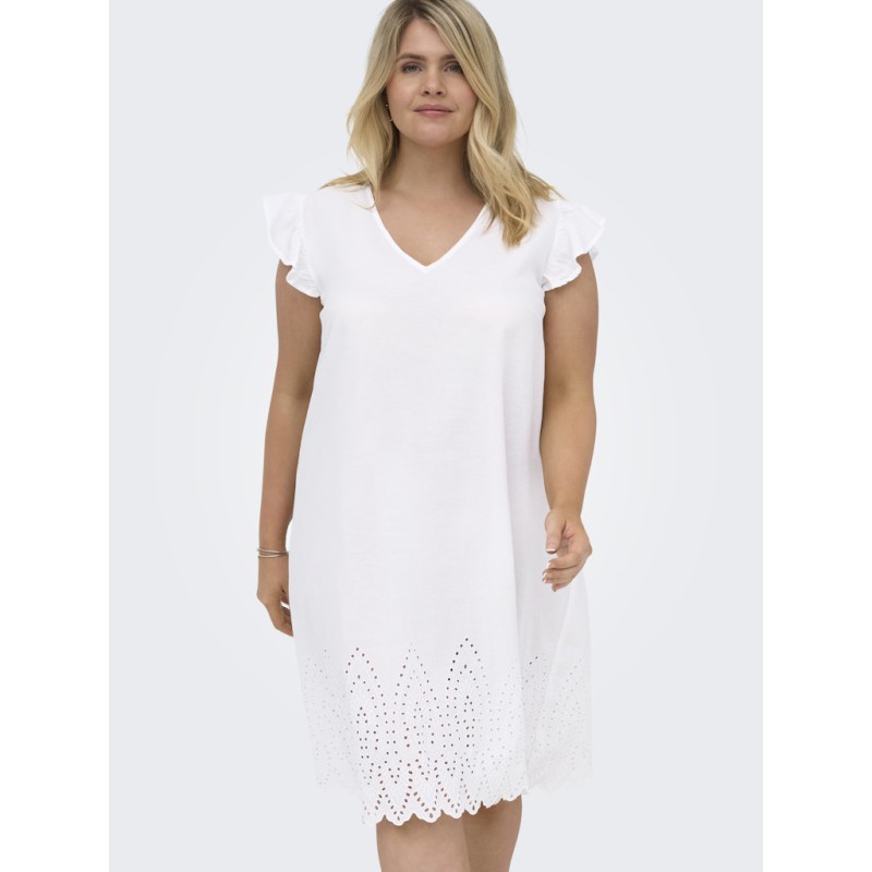 ONLY CARMAKOMA Tulum kortærmet kjole - Bright White