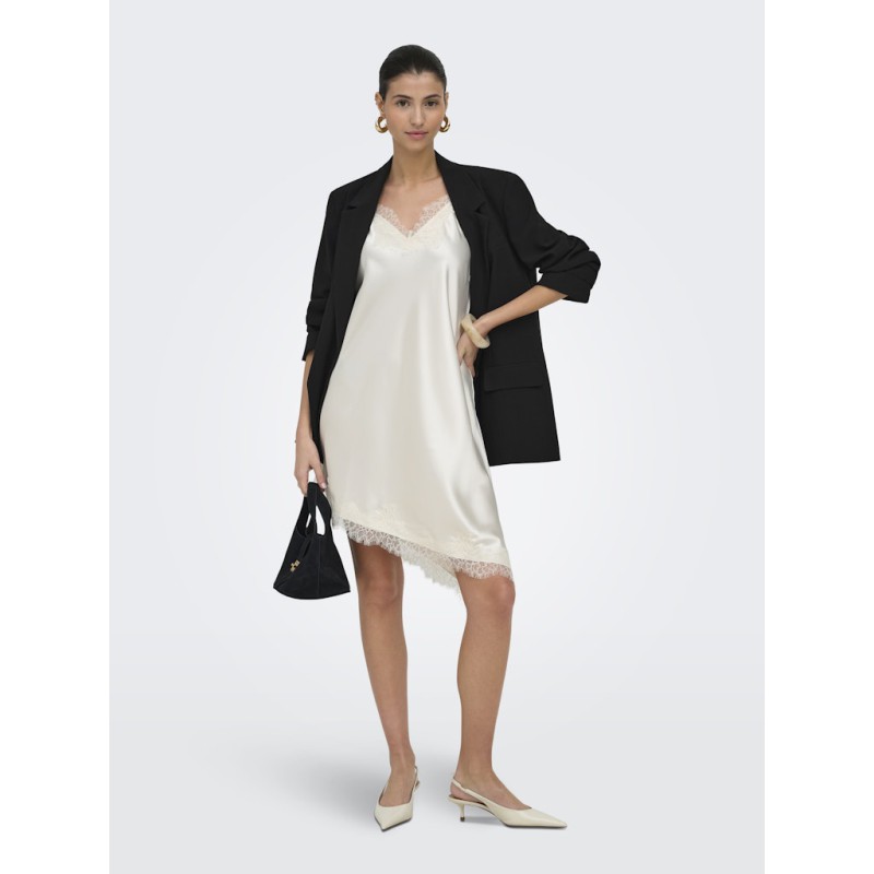 ONLY Bella Strop Satin Blonde Kjole - Cloud Dancer