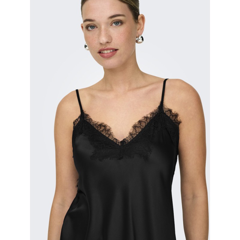 ONLY Bella Strop Satin Blonde Kjole - Sort