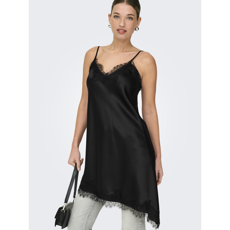 ONLY Bella Strop Satin Blonde Kjole - Sort