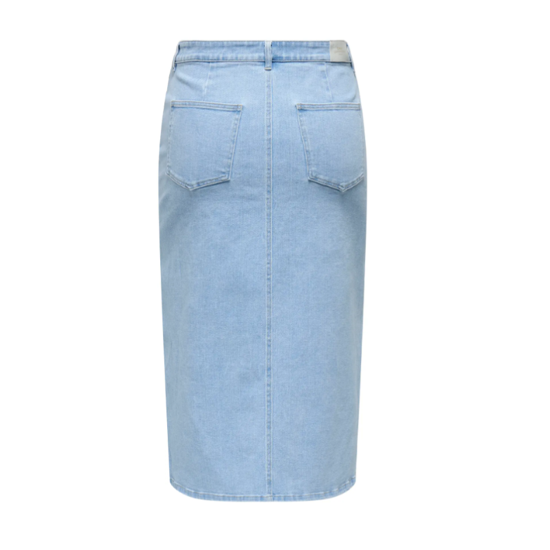 ONLY CARMAKOMA Siri Front Slit Nederdel - Light Blue Denim