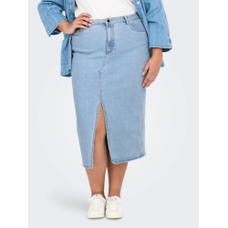 ONLY CARMAKOMA Siri Front Slit Nederdel - Light Blue Denim