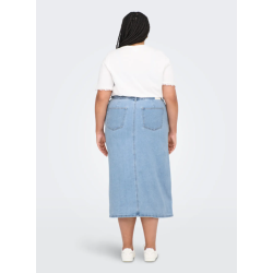 ONLY CARMAKOMA Siri Front Slit Nederdel - Light Blue Denim