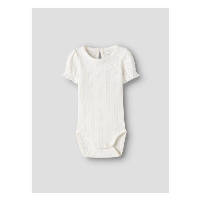 NAME IT BABY Happy kortærmet body - Cloud Dancer