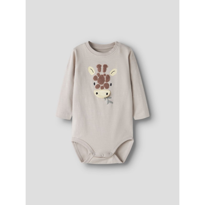 NAME IT BABY Hole langærmet body - Chateau Gray