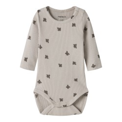 NAME IT BABY Fun kab langærmet body - Chateau Gray