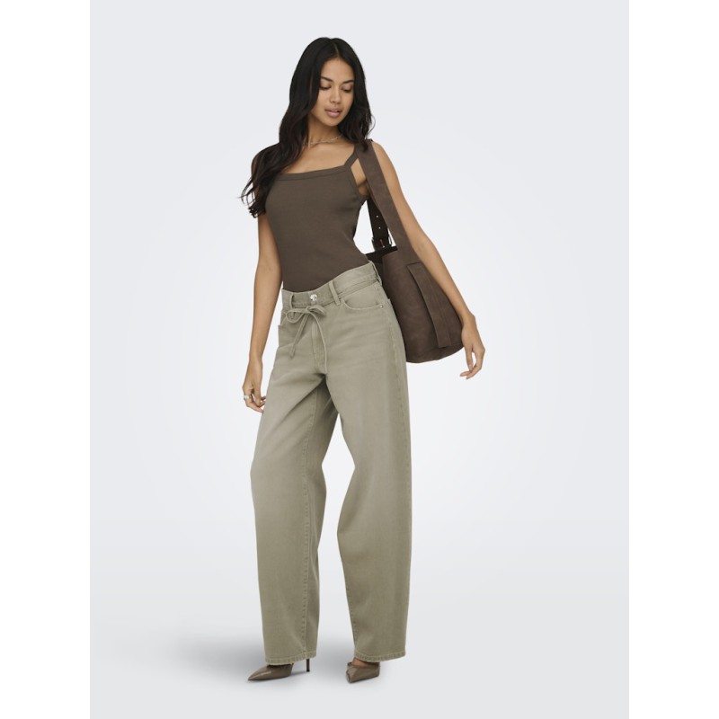 ONLY Vira S/L Rib Top - Chocolate Martini