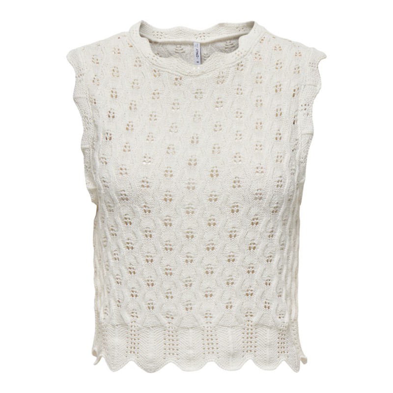 ONLY Luna Rund Hals Tank Strik - Cloud Dancer