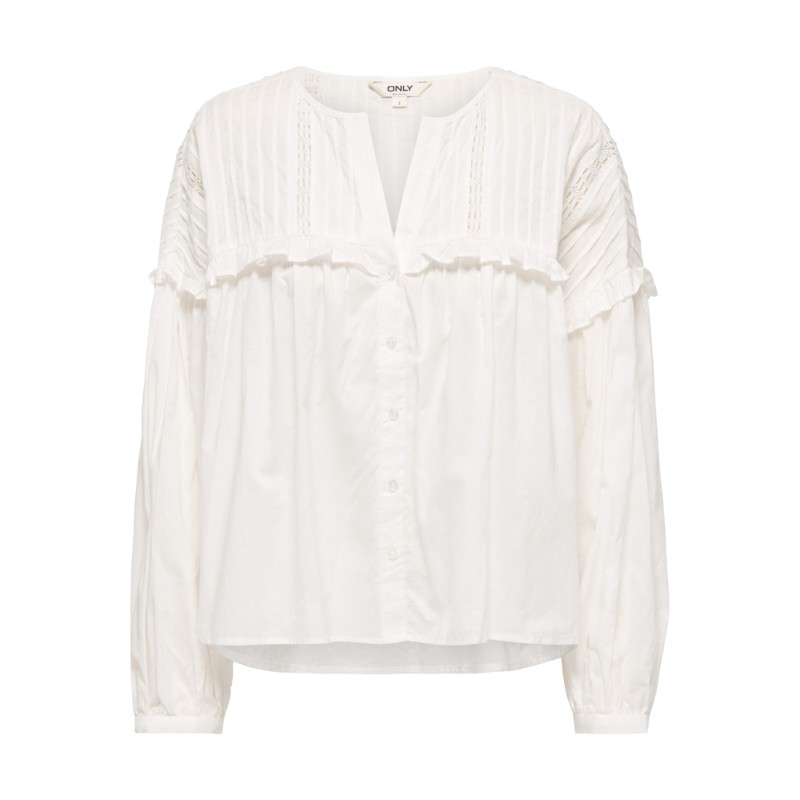 ONLY Riez Langærmet Broderet Top - Cloud Dancer