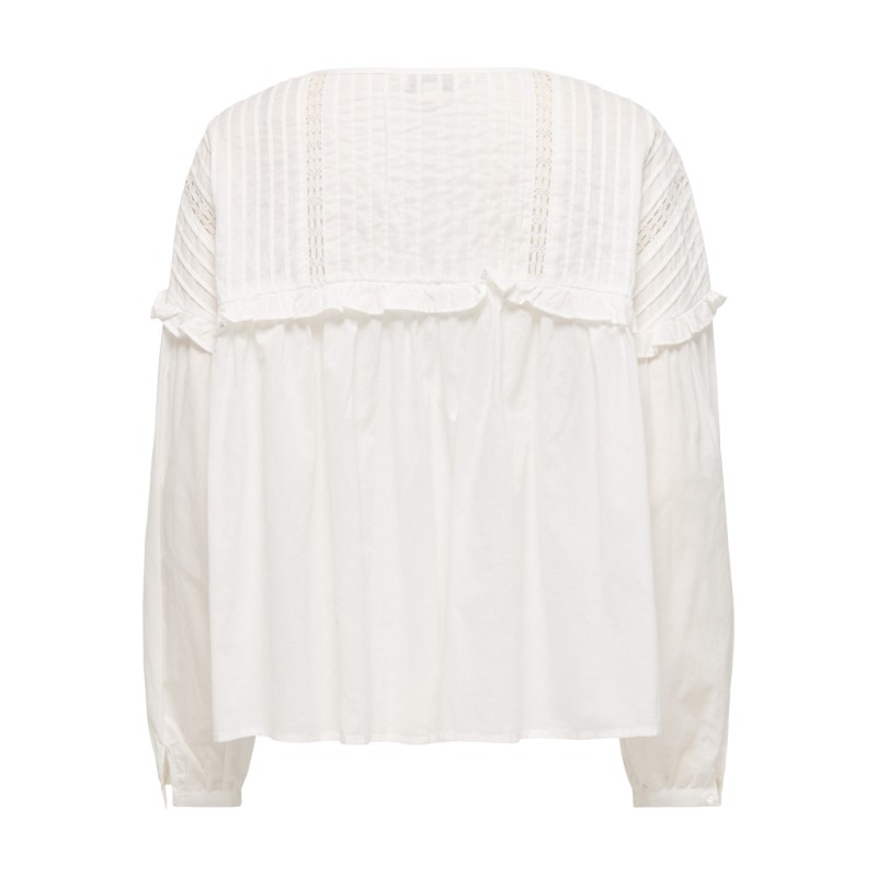 ONLY Riez Langærmet Broderet Top - Cloud Dancer