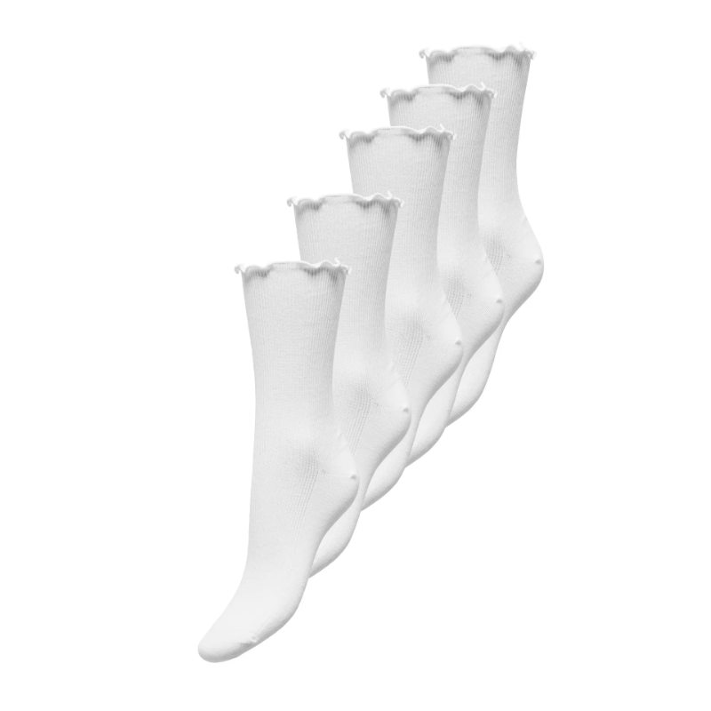 ONLY Phoebe 5-pak Rib Flæse Strømper - Hvid