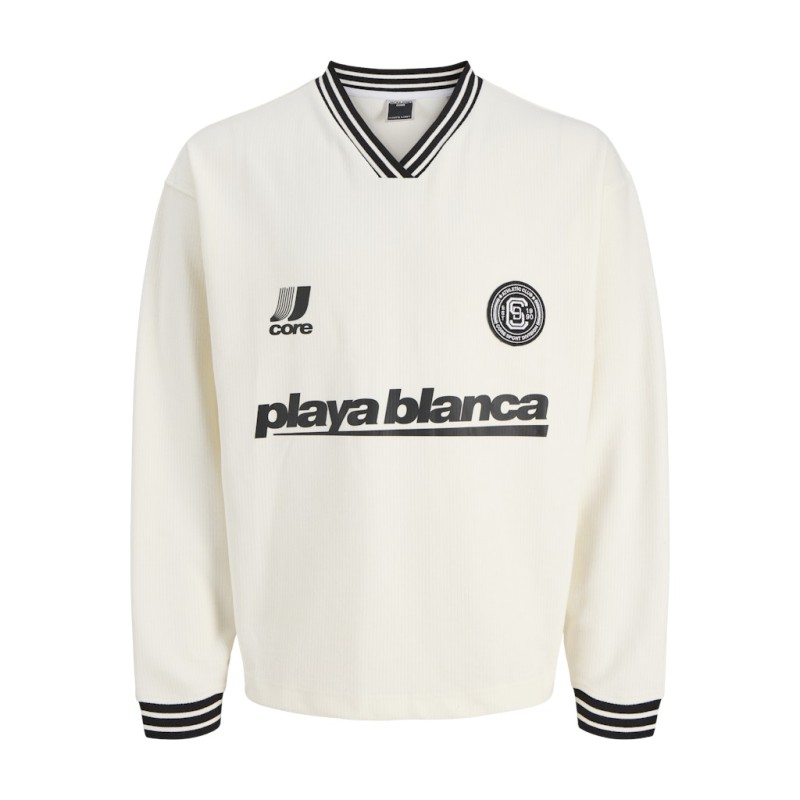 JACK & JONES Club Football langærmet bluse - Cloud Dancer