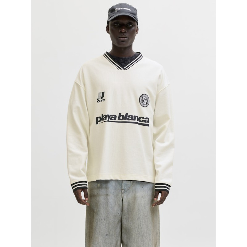 JACK & JONES Club Football langærmet bluse - Cloud Dancer