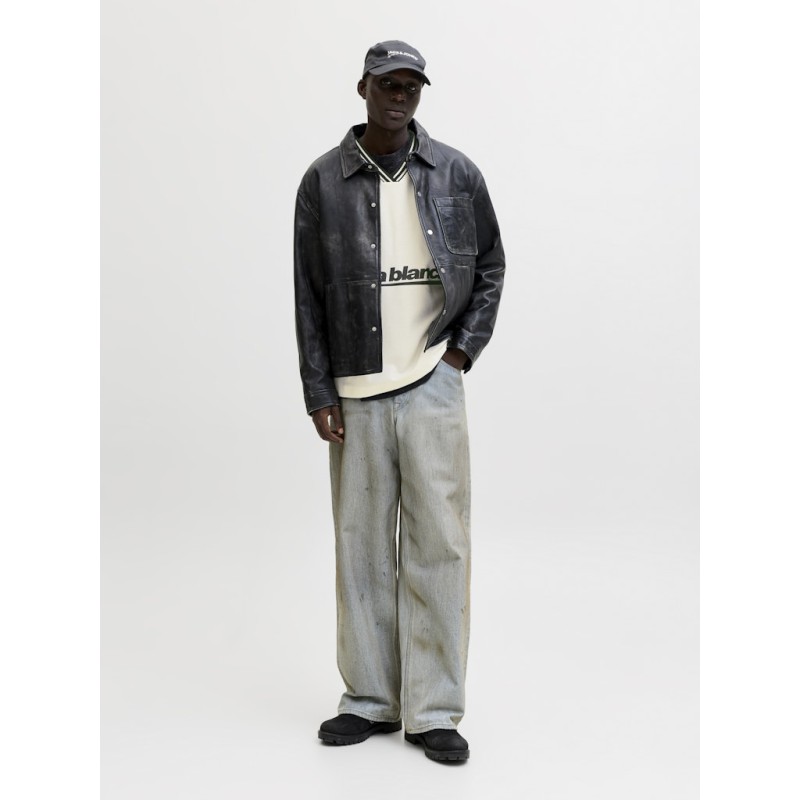 JACK & JONES Club Football langærmet bluse - Cloud Dancer