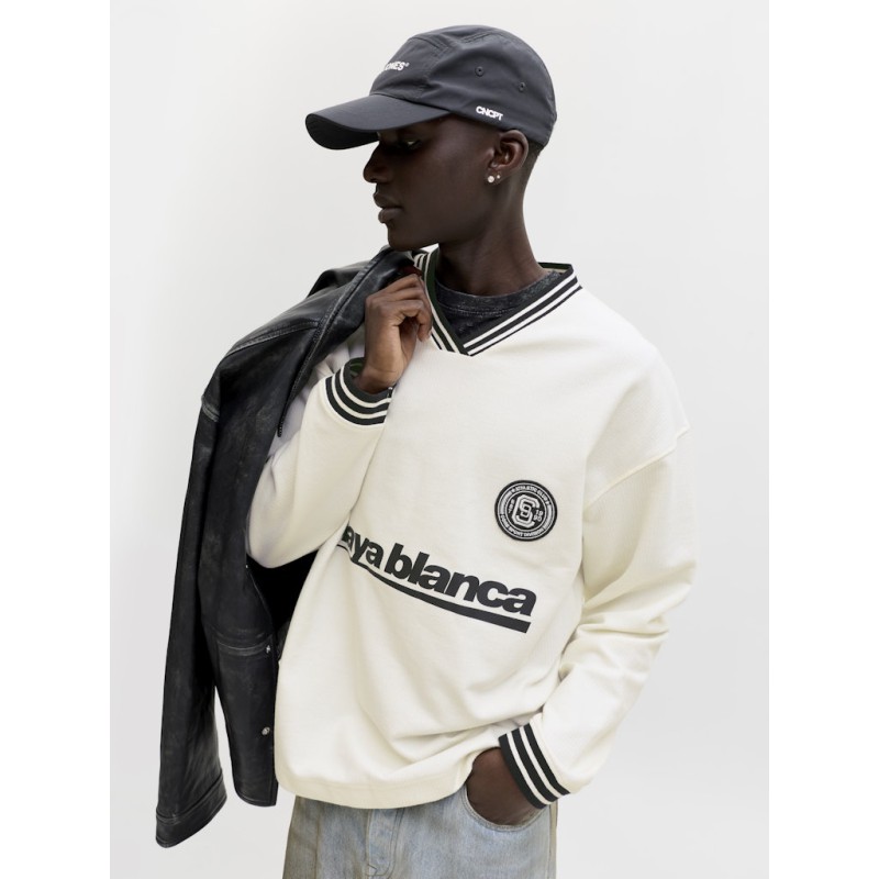 JACK & JONES Club Football langærmet bluse - Cloud Dancer