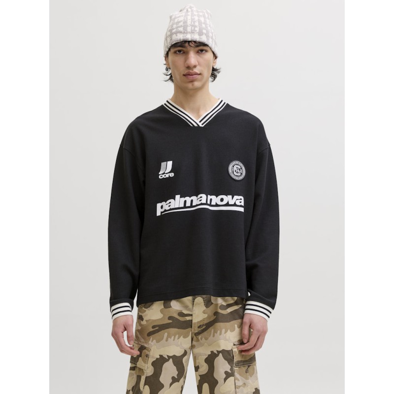 JACK & JONES Club Football langærmet bluse - Black