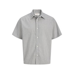 JACK & JONES  Dazur Seersucker Ternet Kortærmet Skjorte - Antique White