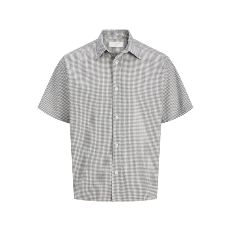 JACK & JONES  Dazur Seersucker Ternet Kortærmet Skjorte - Antique White