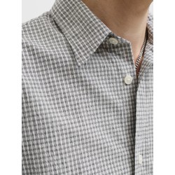 JACK & JONES  Dazur Seersucker Ternet Kortærmet Skjorte - Antique White