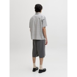 JACK & JONES  Dazur Seersucker Ternet Kortærmet Skjorte - Antique White