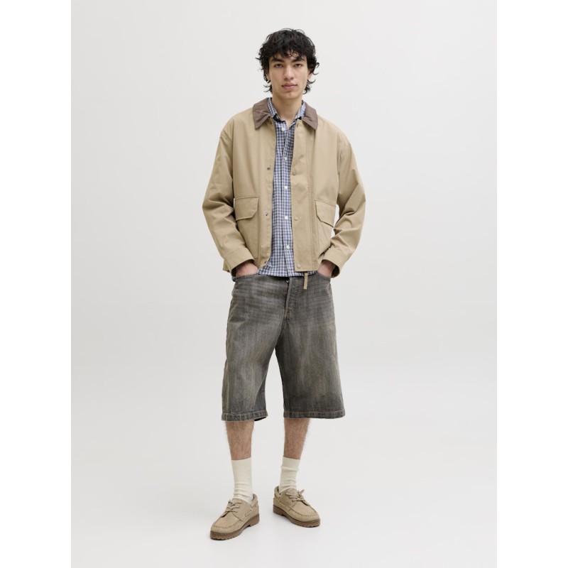 JACK & JONES  Dazur Seersucker Ternet Kortærmet Skjorte - Blueing