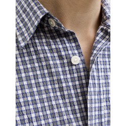 JACK & JONES  Dazur Seersucker Ternet Kortærmet Skjorte - Blueing