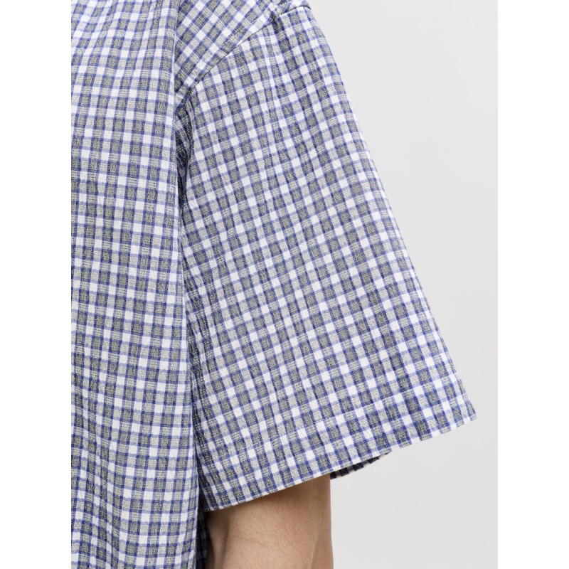 JACK & JONES  Dazur Seersucker Ternet Kortærmet Skjorte - Blueing