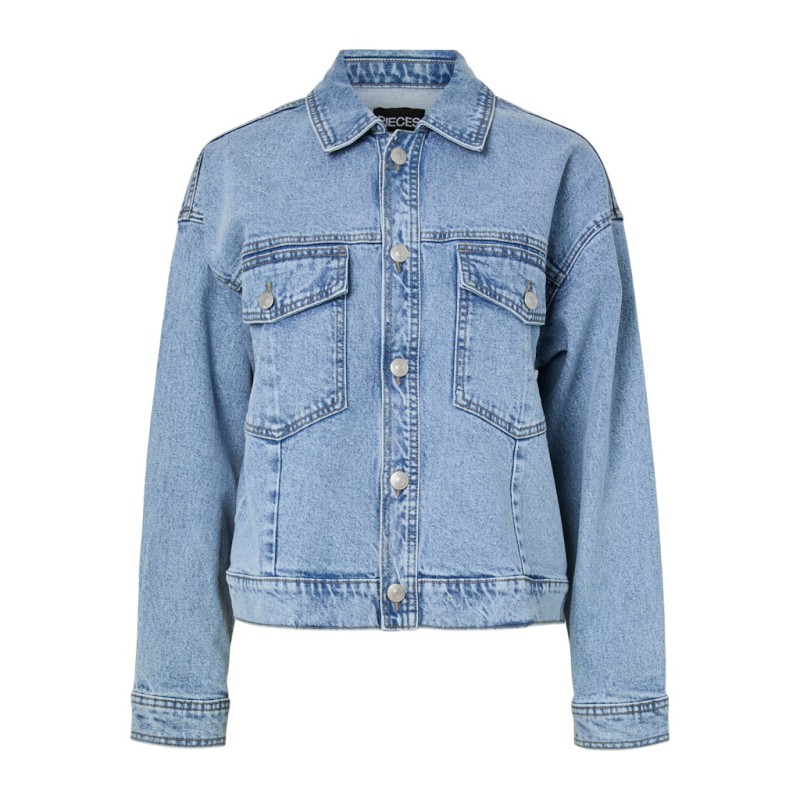 PIECES Elma Denim Jakke - Light Blue Denim