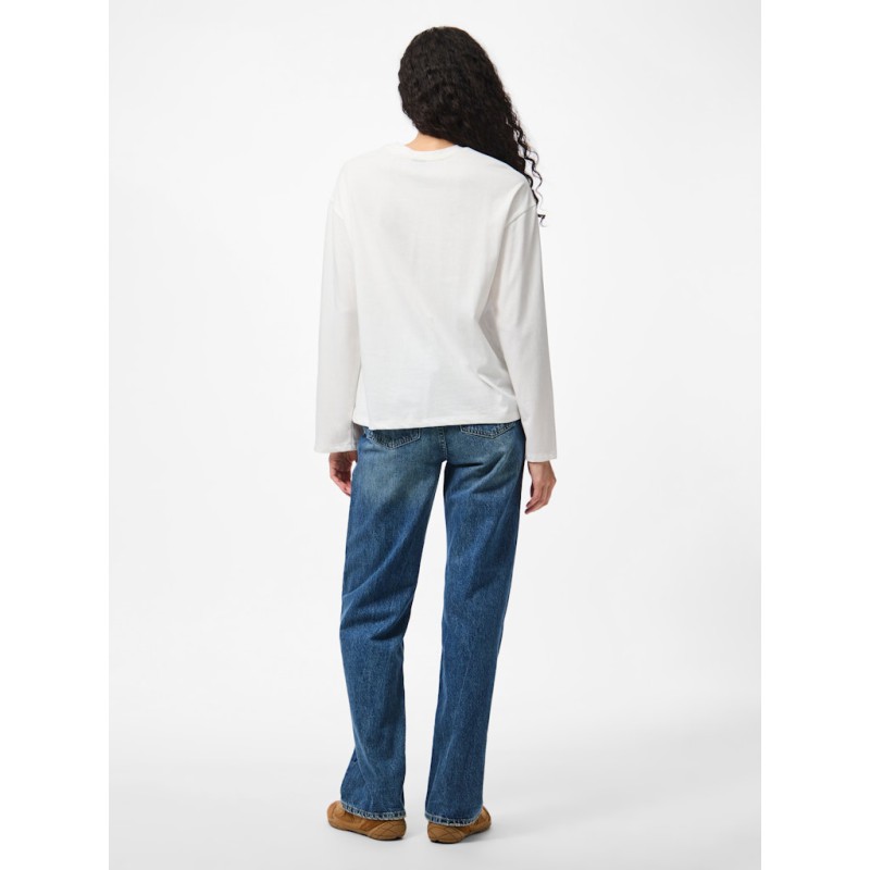 PIECES Sadie langærmet bluse - Cloud Dancer