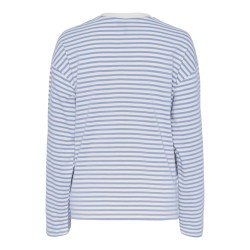 PIECES Sadie langærmet bluse - Cloud Dancer w. Cashmere blue stripe