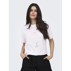 ONLY Emmima kortærmet t-shirt - Bright White w. Emmina too much front