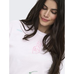 ONLY Emmima kortærmet t-shirt - Bright White w. Emmina too much front