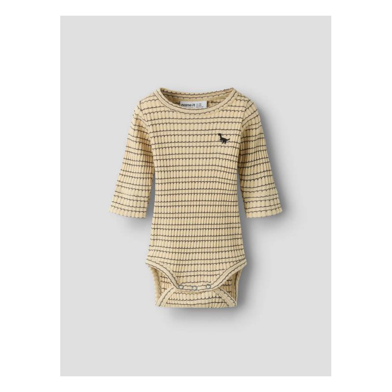 NAME IT BABY Herbert langærmet body - Silver Lining