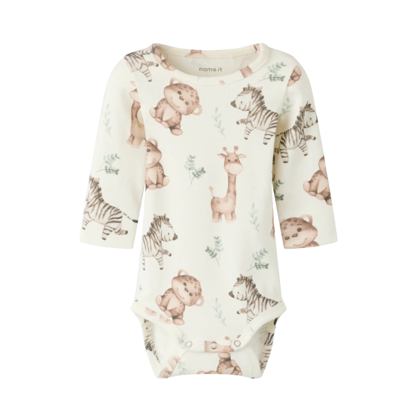 NAME IT BABY Hanimal langærmet body - Coconut Milk