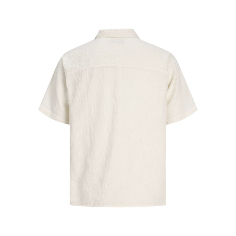 JACK & JONES Montauk wavy texture kortærmet skjorte - Cloud Dancer