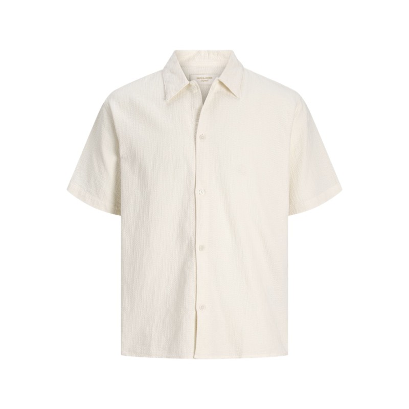 JACK & JONES Montauk wavy texture kortærmet skjorte - Cloud Dancer