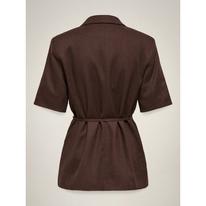 JDY Naomi hør kortærmet blazer - Chicory Coffee