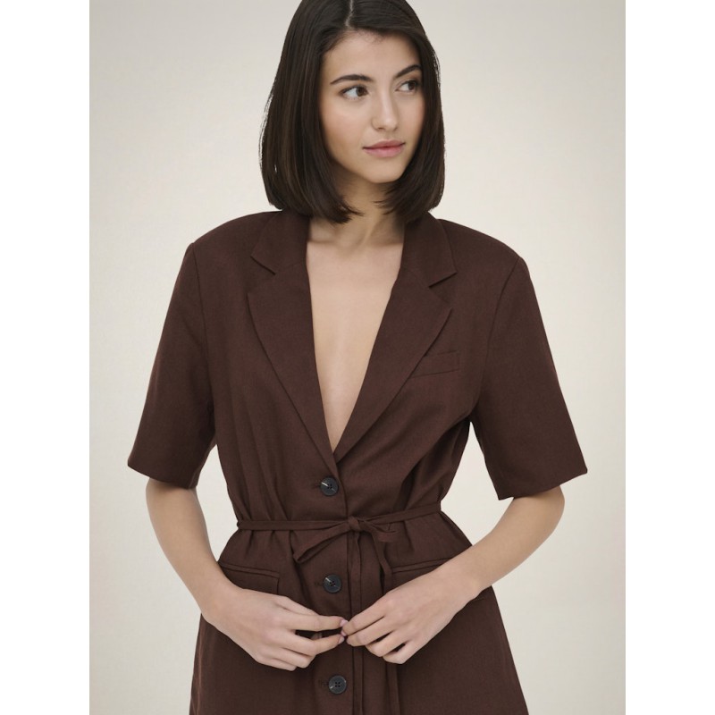 JDY Naomi hør kortærmet blazer - Chicory Coffee