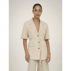 JDY Naomi hør kortærmet blazer - Wheat