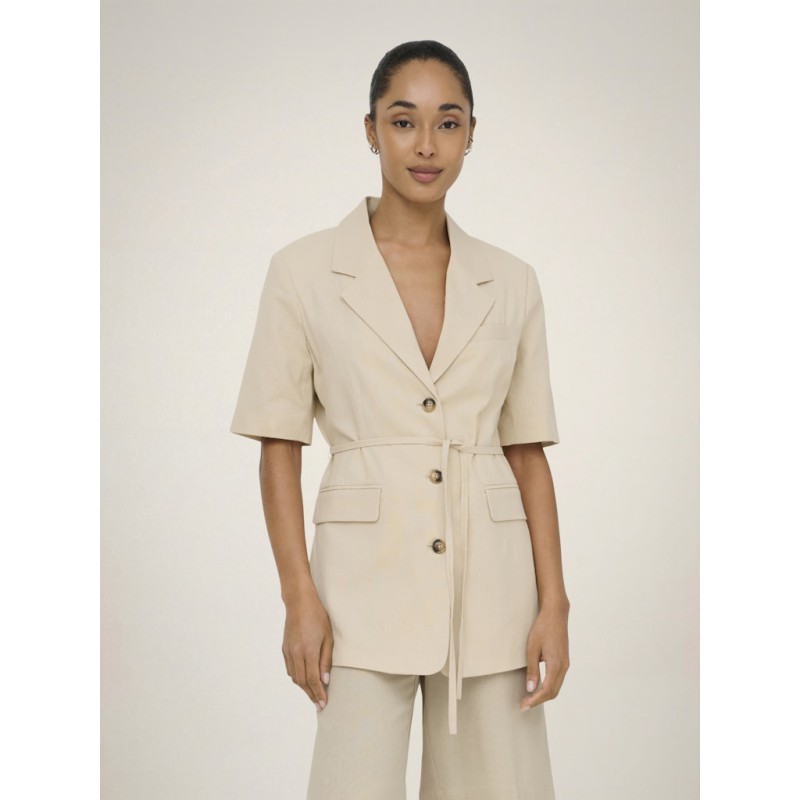 JDY Naomi hør kortærmet blazer - Wheat