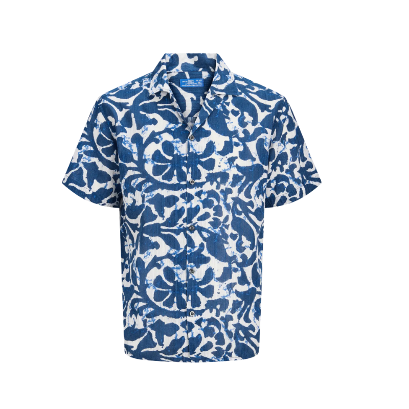 JACK & JONES PLUS Blubillbao kortærmet resort skjorte - Pageant Blue