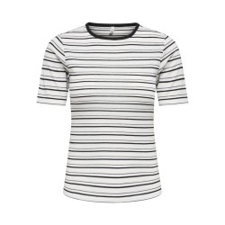 ONLY Elli Rib kortærmet T-shirt - Cloud Dancer