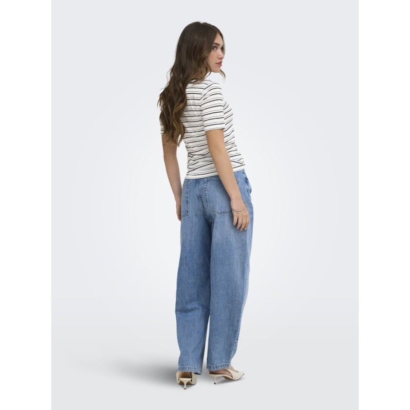 ONLY Elli Rib kortærmet T-shirt - Cloud Dancer