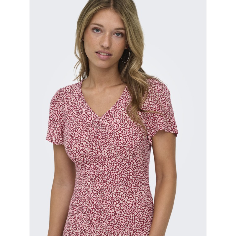 ONLY Ancona kortærmet kjole - Brick red