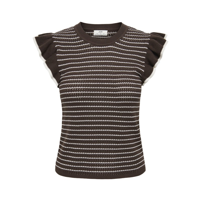JDY Carice kortærmet Strik Top Med Flæser - Chocolate Brown