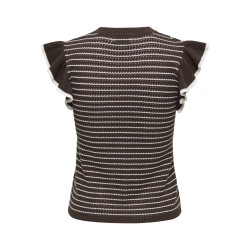 JDY Carice kortærmet Strik Top Med Flæser - Chocolate Brown