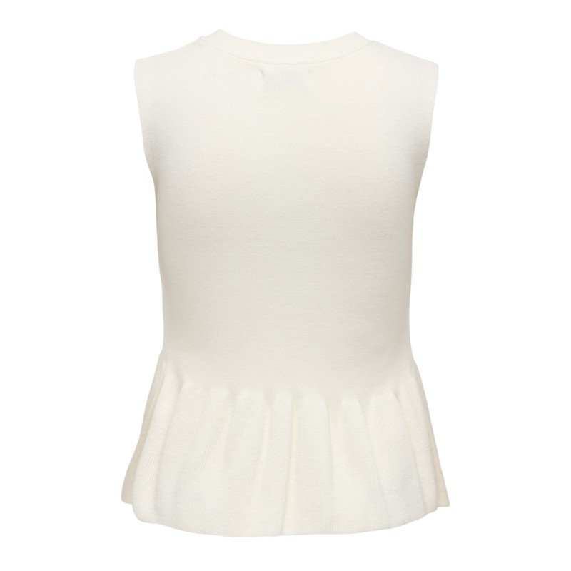 JDY Rhea kortærmet peplum top - Cloud Dancer