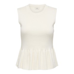 JDY Rhea kortærmet peplum top - Cloud Dancer