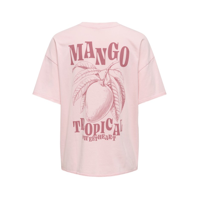 ONLY Kinna kortærmet Oversize T-shirt - Rosy Touch Mango tropical jungle